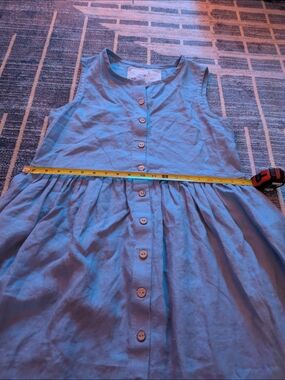 Not Perfect Linen Swedish Blue Button-Front Dress